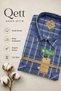 Long Sleeve Double Pocket Flap 100% Cotton Plaid Patterned Shirt - 2