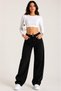 New Season High Waist Baggy Jean Pants with Belt Buckle and Knee Seam Detail