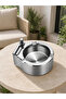 Lighter Ashtray Stainless Metal Round Design - 4