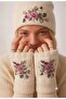 Women's Basic Wool Beret and Glove Set with Embroidery for Winter - 4