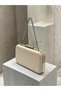 Skin Color Striped Satin Silver Detailed Crystal Stone Chain Strap Women's Evening Dress Bag Wedding Engagement Graduation - 2