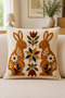 3D Embroidery Look Animal Figured Ethnic Floral Patterned Bohemian Decorative Throw Pillow Cover– (Double-Sided) - 3