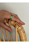 Green Patterned Gold Ring