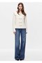 Women's Ecru Wide Collar Stone Detailed Bearded Knitwear Cardigan - 2