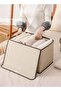 2pcs Beige Linen Foldable Storage Bins with Lids Kit, Large Collapsible Fabric Strorage Box, Stackable Storage Containers Closet Organizers for Home Office Storage - 5