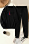 Unisex Design Printed Crew Neck Sweatshirt - 2-Piece Tracksuit Set