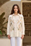 Front Embroidered Sequin Detailed Shirt 17032 Beige