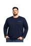 Men's Large Size Navy Blue Form Printed Long Sleeve T-Shirt 3Xl-4Xl-5Xl-6Xl
