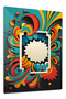 Retro Orange Teal Geometric Abstract Metal Wall Art