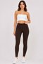 Women's Brown Pants-Looking Leggings High Waist Skinny Model with Pockets - 3