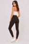 Women's Brown Pants-Looking Leggings High Waist Skinny Model with Pockets - 5