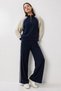 Contrast Color Parachute Garnished Knitted Suit Laz0012 Dark Blue - 2