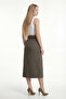 Women's Khaki Summer Skirt with Flexible Waist Belt and Zipper 36-48 - 5