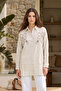 Embroidery and Bead Detailed Cotton Shirt 17391 Beige04