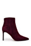 Women's Burgundy Zippered Thin Heeled Suede Leather Boots 25Wfd102310