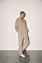 Beige Velvet Zippered Double Tracksuit Set - 2