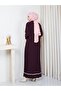 White Stripe Stone Detailed Knitwear Dress Plum - 7