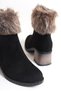 Julia Zippered Orthopedic Sole Feather Heeled Suede Women's Boots Sst - Black - 5