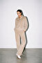 Velvet Zippered Oversize Tracksuit Top and Bottom Set