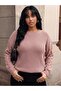 Plus Size Women's Crew Neck Hairnet Patterned Long Sleeve Knitwear Sweater - 6