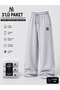 3 Piece Multiple Set Ny Printed Sweatpants (Black+Gray+Black) Wide Leg Oversize - 4