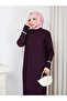 White Stripe Stone Detailed Knitwear Dress Plum - 4