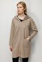 Women's Leaf Embroidered Hooded Long Wool Cardigan Dark Beige - 4