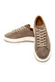 Men's Beige Lace-Up Thick Soled Suede Leather Sneaker Wm710014Ds - 8