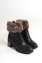 Julia zippered orthopedic sole feather heeled women's boot cst - black - 4