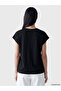 Vizyon New Season Black Crew Neck Blouse with Floral Appliqué - 4