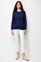 Women's Crew Neck Front Buttoned Knitwear Cardigan Navy Blue - 2