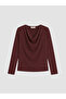 Özmarka New Season Plum Draped Collar Blouse - 5