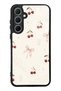 Samsung A35 Glossy Phone Case with Cherry Pearl Lace Design