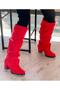 Pusi Red Suede Cuffed Above the Knee Boots - 7