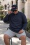 Men's Winter Thick Plus Size Navy Blue Sweatshirt - 3