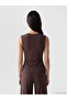 Özmarka New Season Brown Double-Breasted Collared Gathered Blouse - 4
