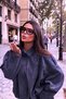 Zr Model Women's Oversize Premium Night Blue Suede Jacket - 2