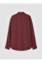 Özmarka New Season Burgundy Oversize Poplin Women's Shirt - 7