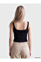 Vizyon New Season Black Square Collar Lace Detailed Women's Undershirt - 4