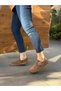 Tan Suede Leather Belted Women's Casual Shoes - 3