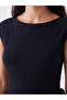 Navy Blue Crew Neck Dress with Tie Waist and Textured Fabric - 3