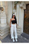 White Elastic Cuffed Leg Rubber Tracksuit