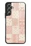 Samsung A54 Glossy Phone Case with Pink Lace Patchwork Design