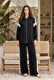 Beli Gathered Detailed Jacket and Trousers Set 22909 Black