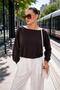 Women's Boat Neck Skirt Pleated Modal Sweatshirt 265201 -