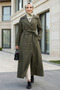 Women's Double Button Belted Lined Bondit Khaki Trench Coat