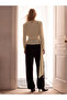 Özmarka New Season Ecru Stand Collar Gathered Belted Blouse - 6