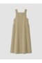 Peak New Season Beige Square Neck Ruched Pocket Gabardine Dress - 6