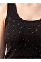 Vizyon New Season Black Plus Size Stoned Women's Undershirt - 3