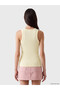 Vizyon New Season Yellow U-Neck Women's Ribbed Undershirt - 4